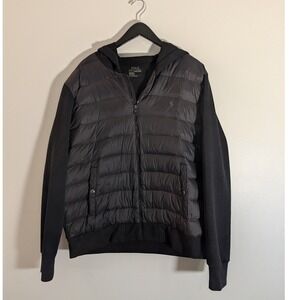 Polo Ralph Lauren Performance Men's Hybrid Jacket XL Black Quilted Hood Full Zip